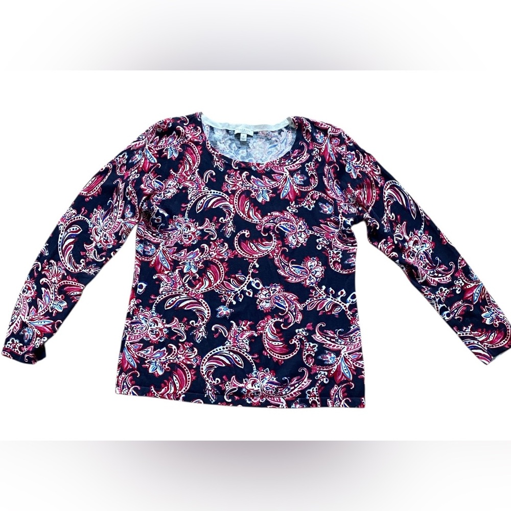 Talbots Paisley Long Sleeve Light Weight Crew Neck Swater